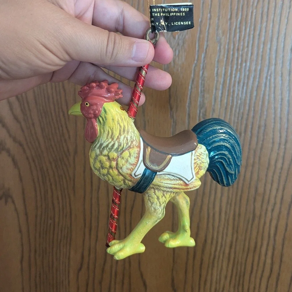 Kurt Adler 1988 Vintage Smithsonian Carousel Rooster Christmas Ornament in Box